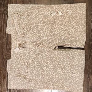 American Eagle Outfitters High Rise Floral Print Jeans - Beige and White